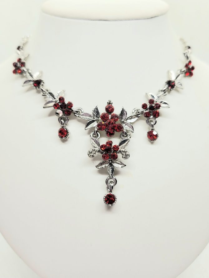 Red flower sparkle necklace