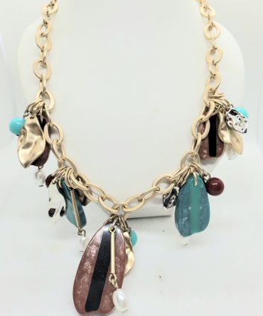 Gold multi charm necklace