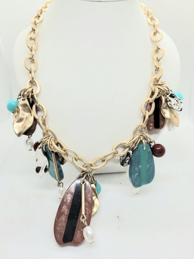 Gold multi charm necklace