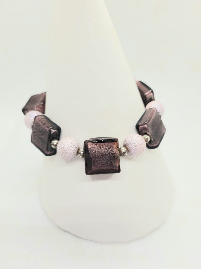 Pink purple bead bracelet