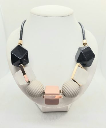 Black pink cube necklace
