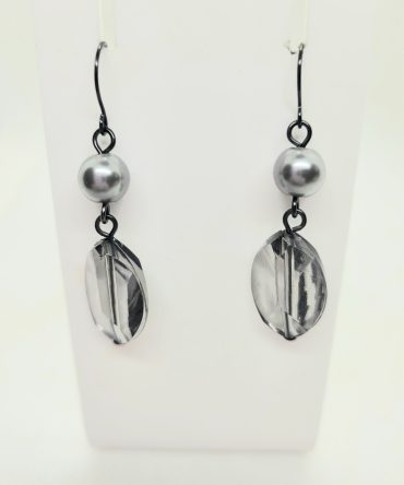 Grey bead drop earrings