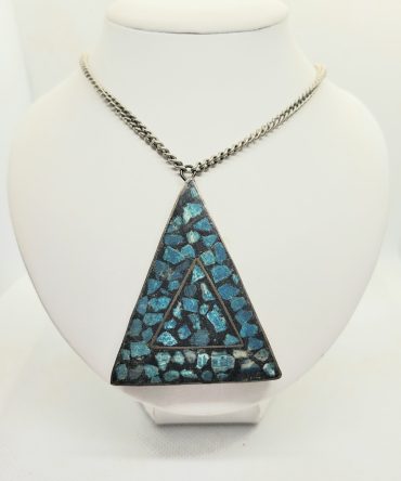 Blue triangle necklace vintage