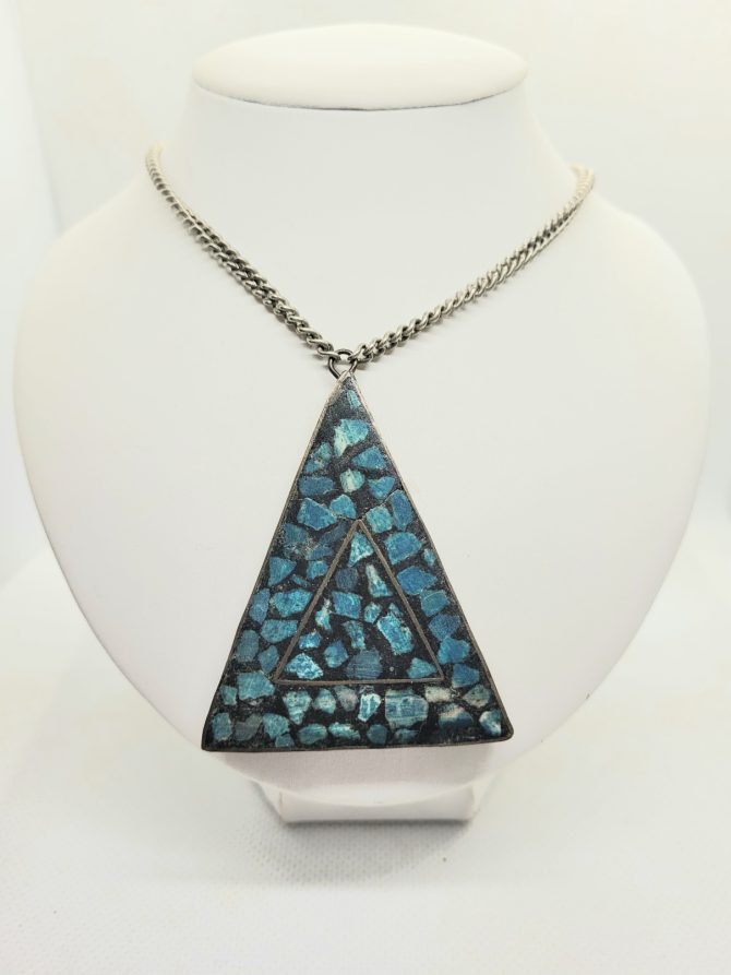 Blue triangle necklace vintage